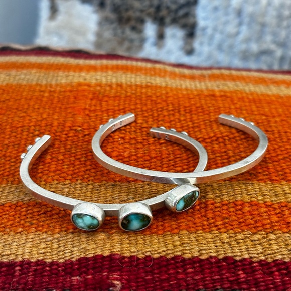Sterling Silver and Turquoise Women's Bracelet Set - Picture 1 of 5